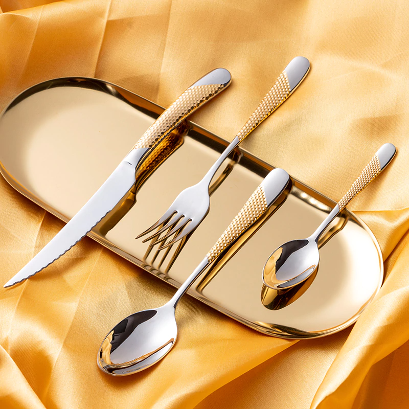 Ferran Elegance – Luxury Stainless Steel Cutlery Set with Diagonal Texture (24/30/48/60-piece)
