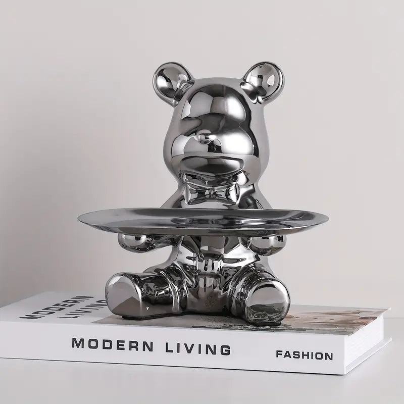 ShineBear – Luxury Decorative Sculpture Holder with Glossy Ceramic Finish