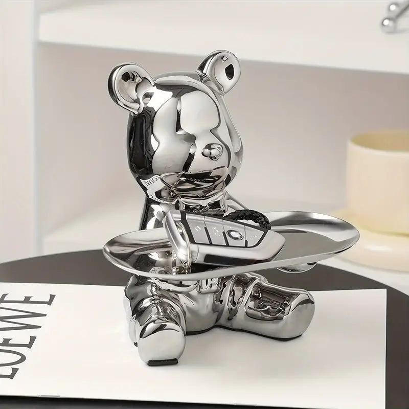 ShineBear – Luxury Decorative Sculpture Holder with Glossy Ceramic Finish