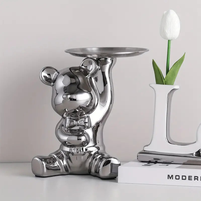 ShineBear – Luxury Decorative Sculpture Holder with Glossy Ceramic Finish