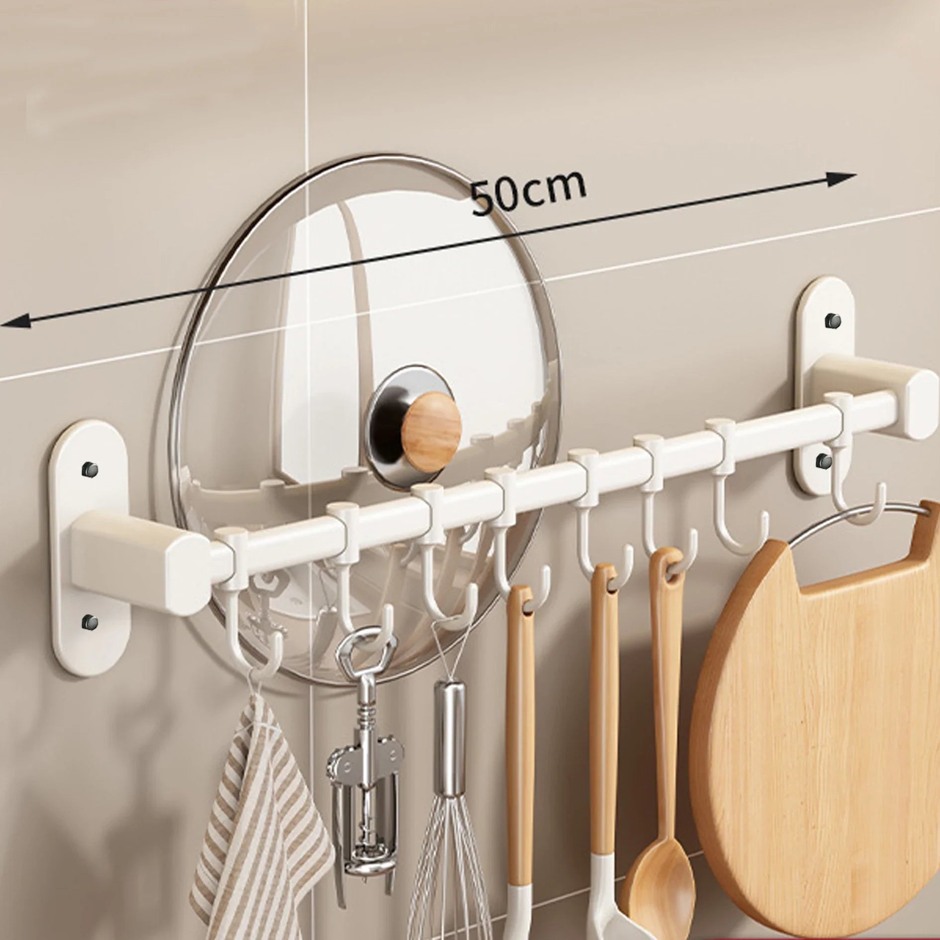OrganizeEase – Functional Kitchen Rack with Stylish Storage for Pan Lids and Spatulas