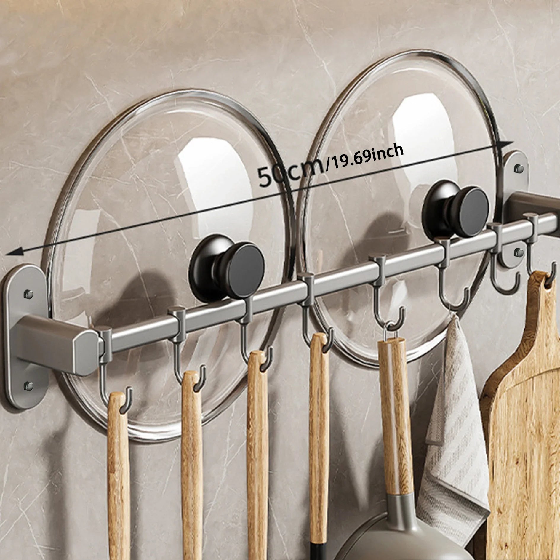 OrganizeEase – Functional Kitchen Rack with Stylish Storage for Pan Lids and Spatulas