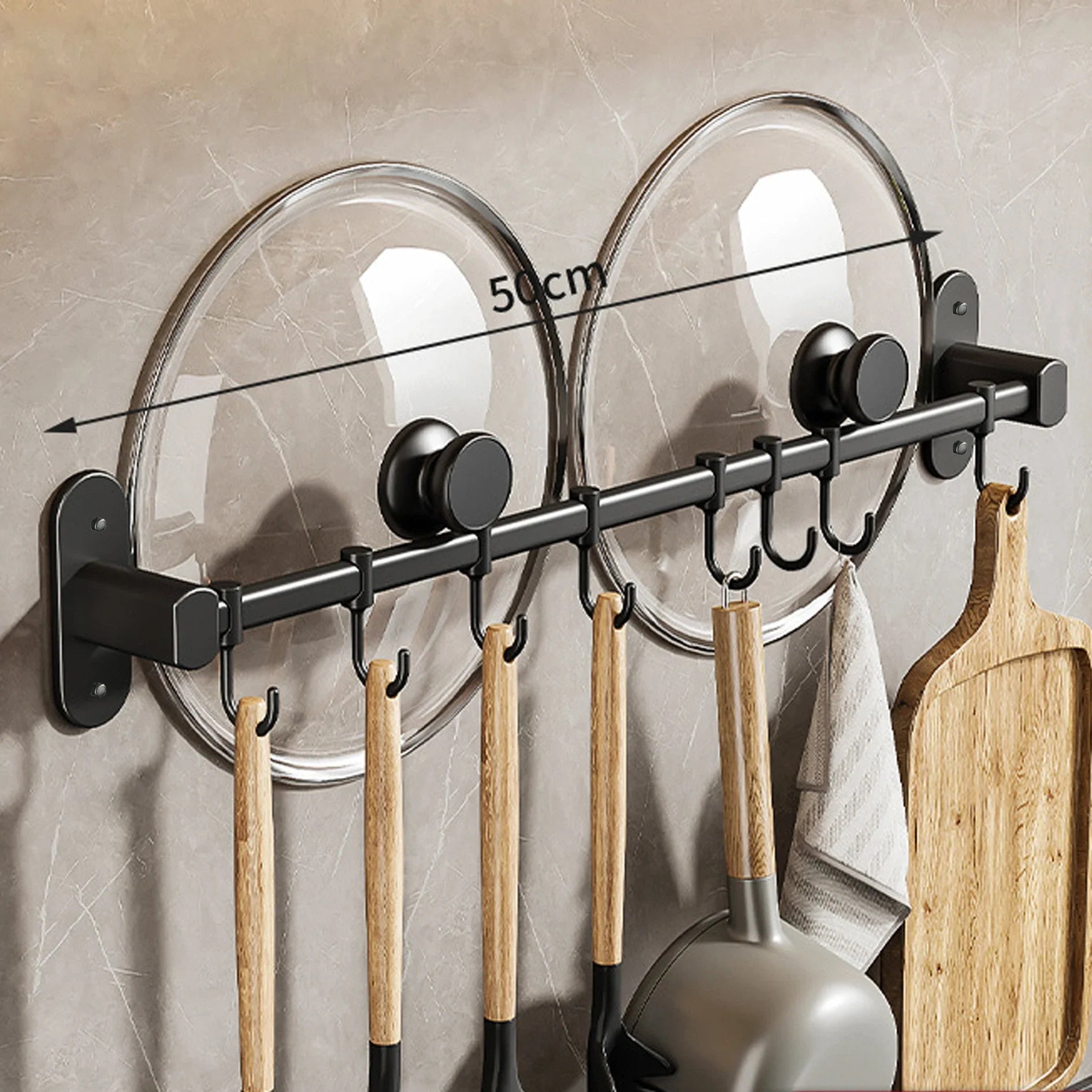OrganizeEase – Functional Kitchen Rack with Stylish Storage for Pan Lids and Spatulas