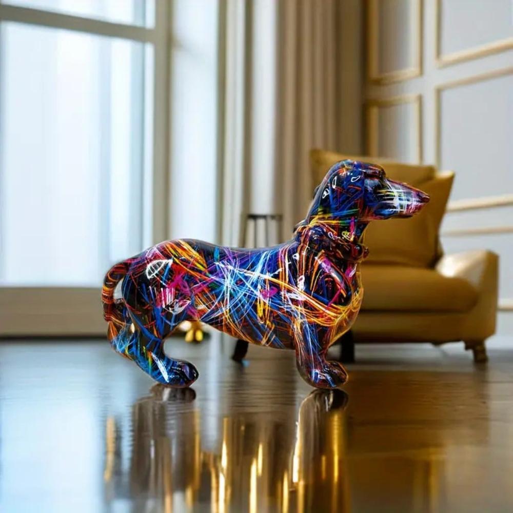 DecoPaws – Stylish Dachshund Figurine with Artistic Flair