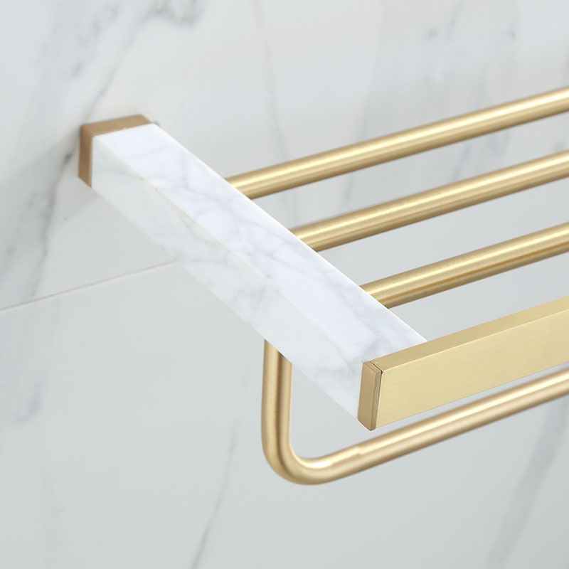 Auréno Luxe Bathroom Accessory Set – Polished Brass & Marble Look for a Timeless Interior