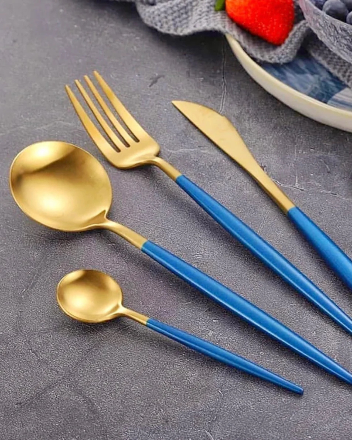 La Lumine – Luxury Cutlery Set with Gold Accents & Matte Black Handles