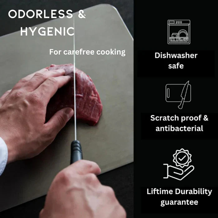 TitanEdge – 100% Stainless Steel Antibacterial Cutting Board for Hygienic and Durable Cooking