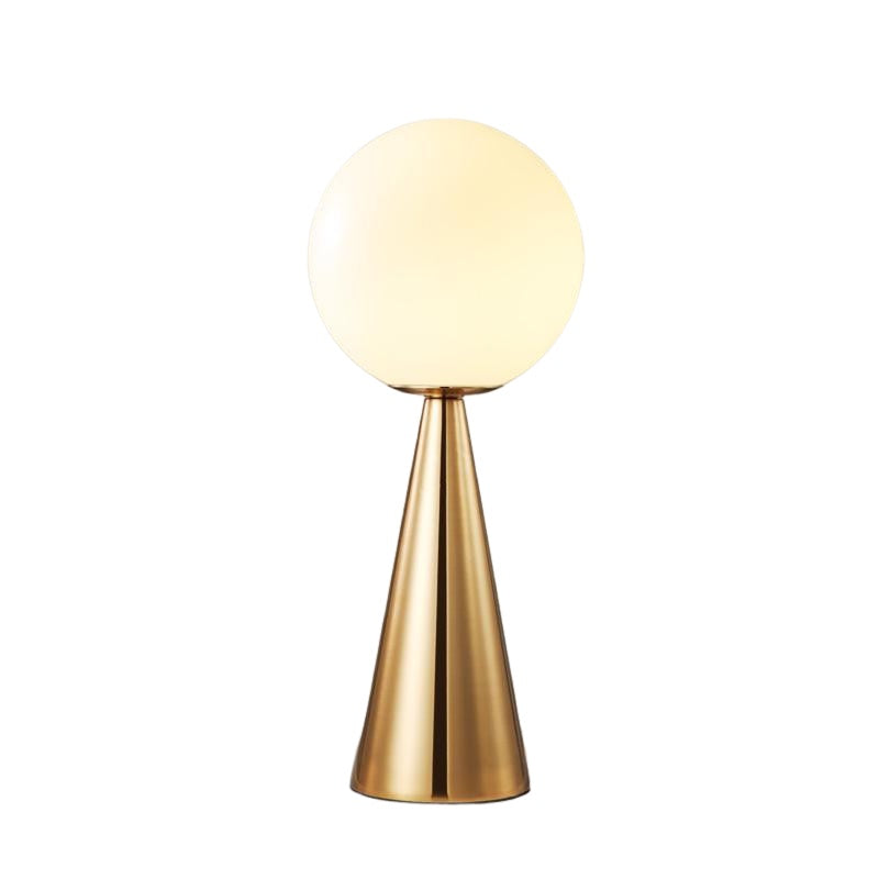 Lampe de Table Moderne en Laiton avec Globe en Verre Opalin pour Chambre et Salon