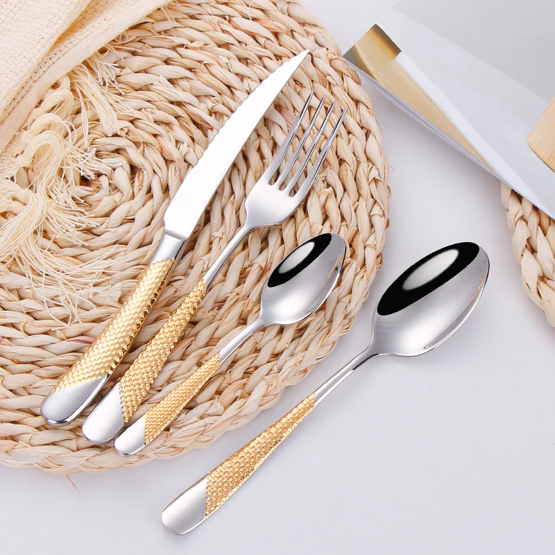 Ferran Elegance – Luxury Stainless Steel Cutlery Set with Diagonal Texture (24/30/48/60-piece)