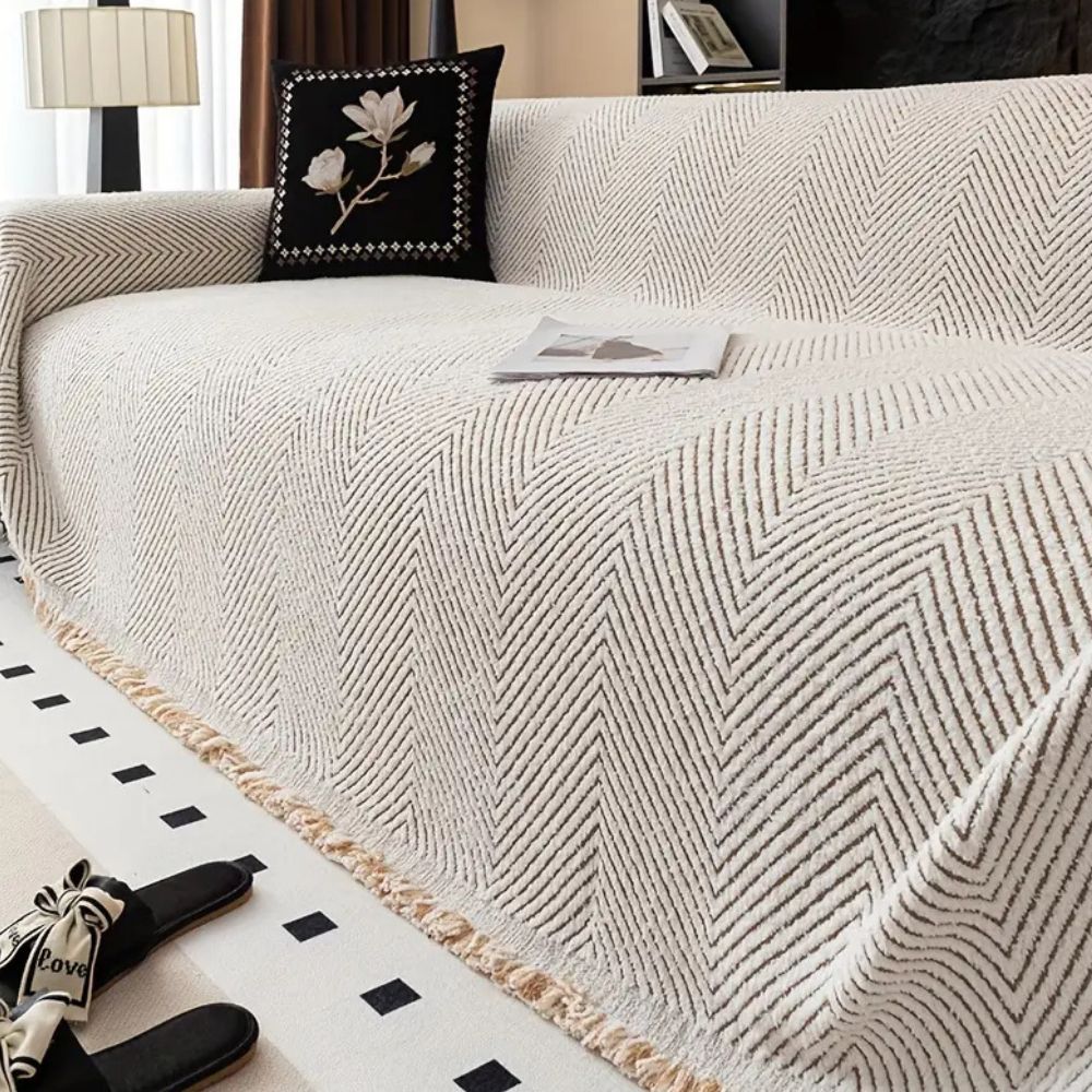 LumiWeave Luxe Herringbone Sofa Cover – Stylish Protection for a Timeless Interior