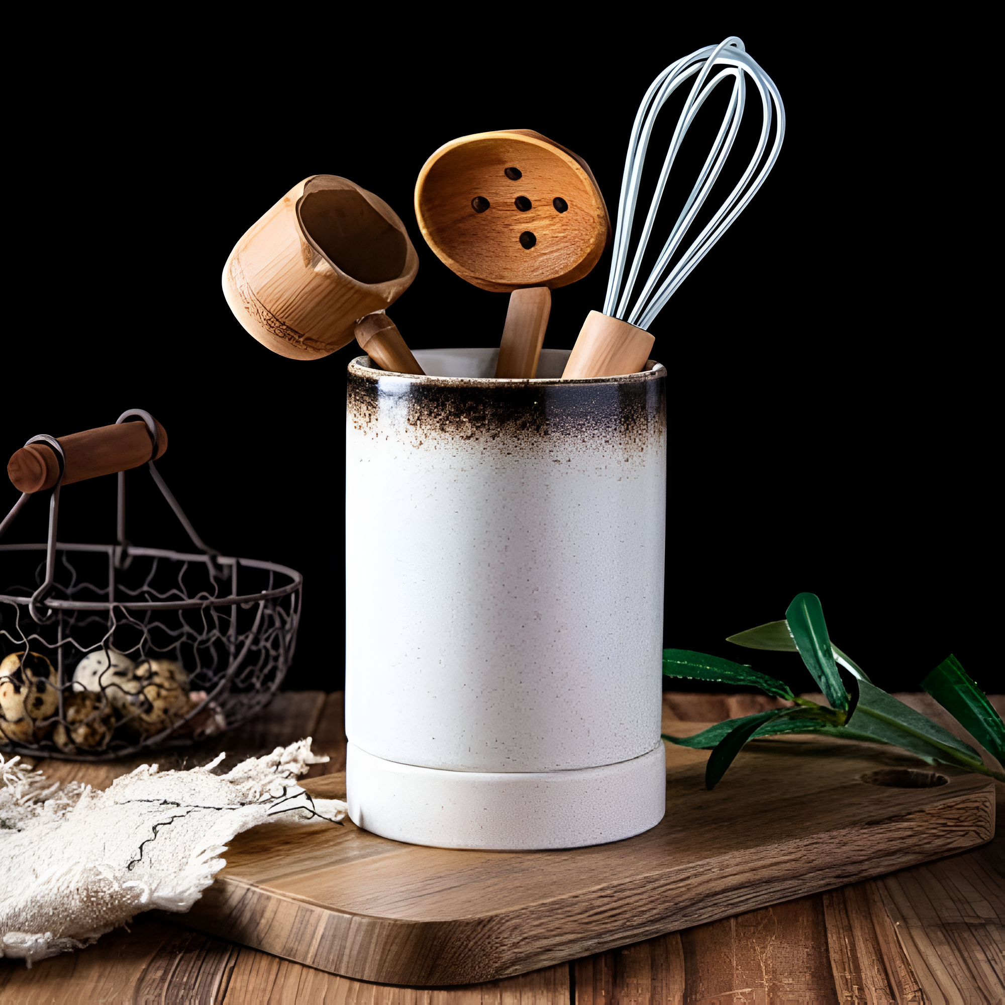 ZenCraft Elegant Ceramic Cutlery Holder – For a Stylish and Tidy Kitchen