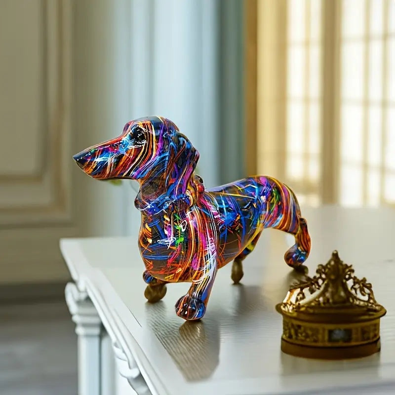 DecoPaws – Stylish Dachshund Figurine with Artistic Flair