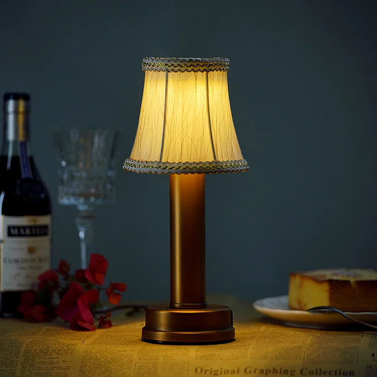 LuxeLoom – Cordless Table Lamp with Refined Fabric Shade and LED Lighting