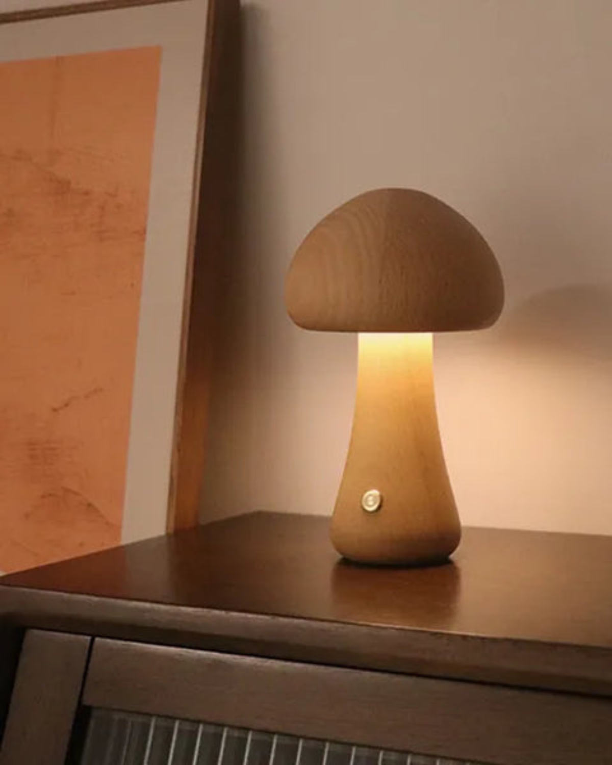 The Mushroom Glow – Wooden Table Lamp with Organic Shape and Warm Ambiance