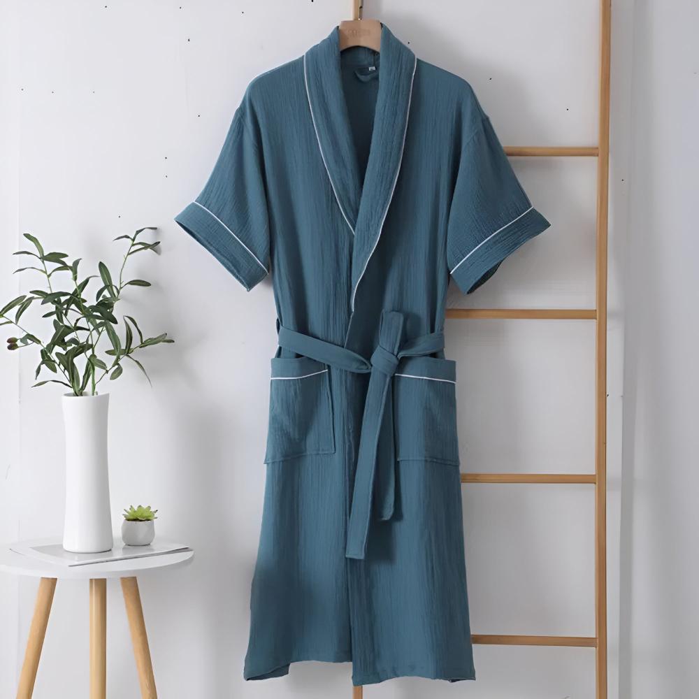 LumiLounge Luxe Cotton Bathrobe with Short Sleeves – For a Fresh and Stylish Summer Look