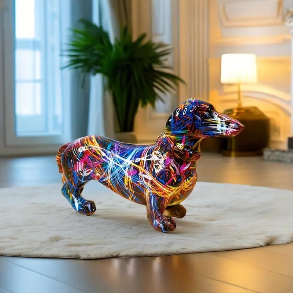 DecoPaws – Stylish Dachshund Figurine with Artistic Flair