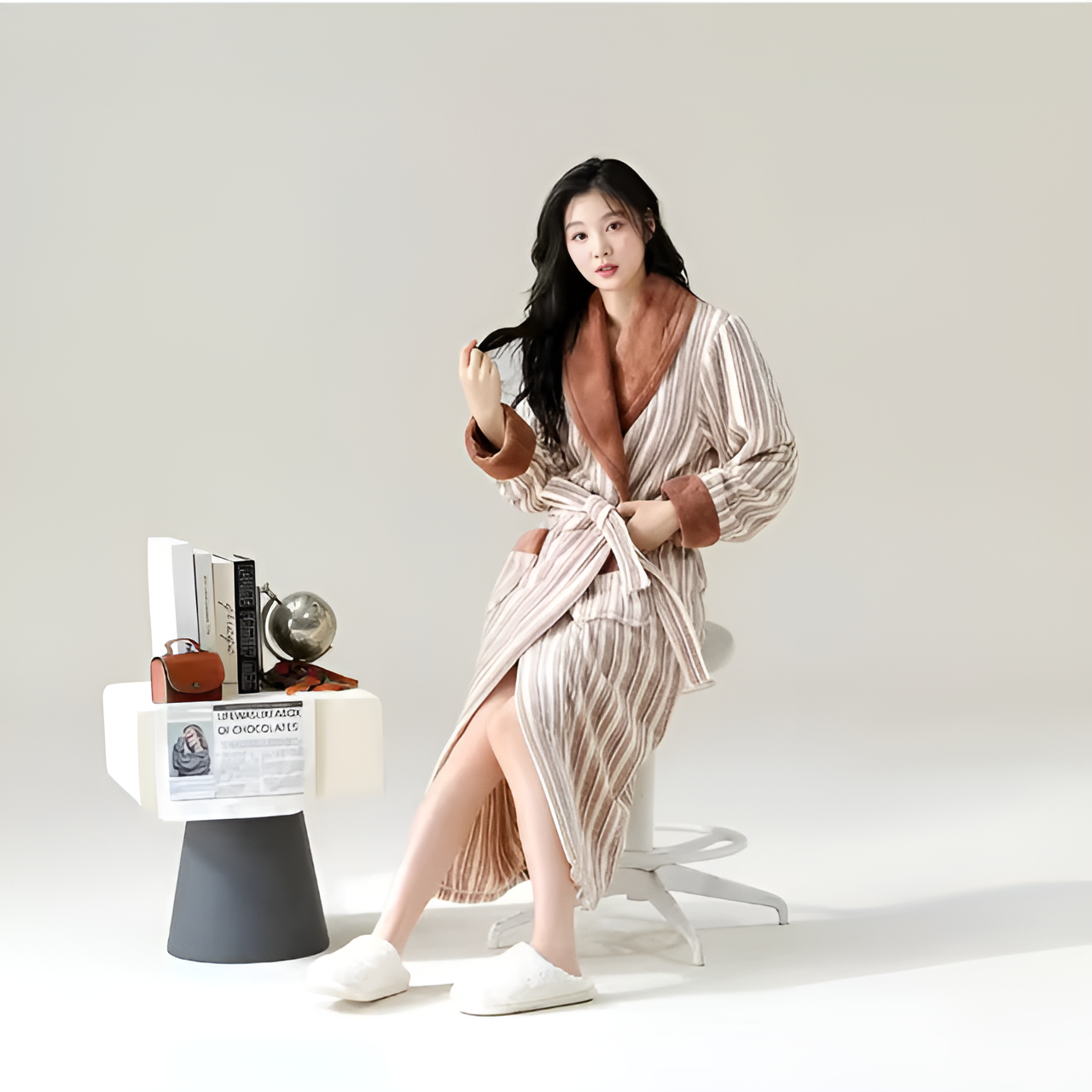 Wellness – Luxe Fleece Bathrobe with Elegant Sherpa Details for Ultimate Home Comfort