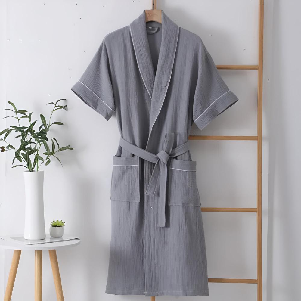 LumiLounge Luxe Cotton Bathrobe with Short Sleeves – For a Fresh and Stylish Summer Look