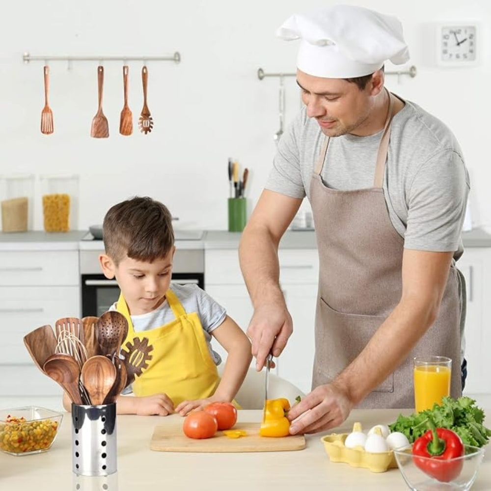 TeakMaster – Luxury Wooden Kitchen Utensil Set for Ultimate Cooking Convenience (7-piece)