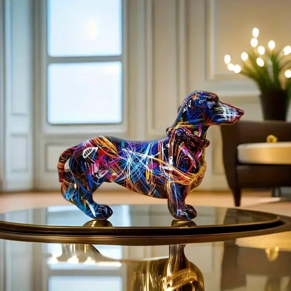 DecoPaws – Stylish Dachshund Figurine with Artistic Flair