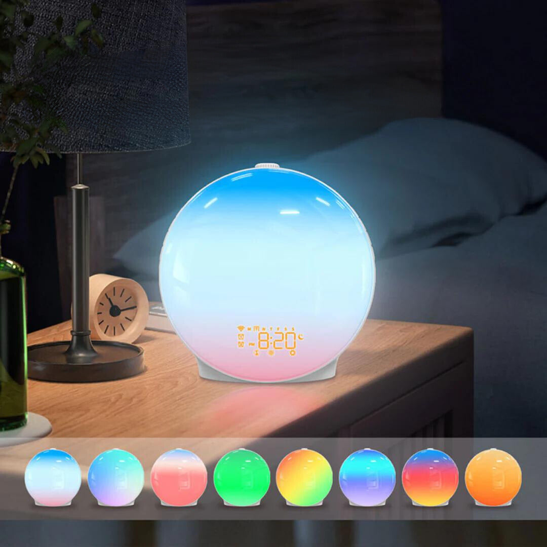 AuroraGlow – Luxury Alarm Clock Lamp with Sunrise Simulation and Soothing Mood Lighting