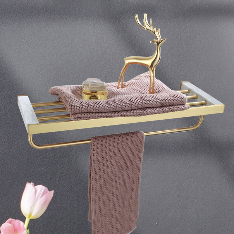 Auréno Luxe Bathroom Accessory Set – Polished Brass & Marble Look for a Timeless Interior