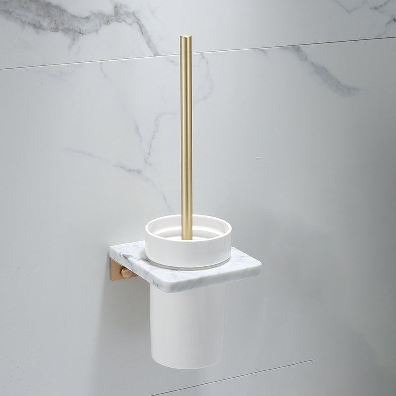 Auréno Luxe Bathroom Accessory Set – Polished Brass & Marble Look for a Timeless Interior