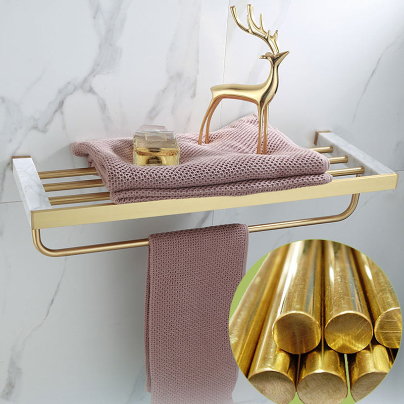 Auréno Luxe Bathroom Accessory Set – Polished Brass & Marble Look for a Timeless Interior