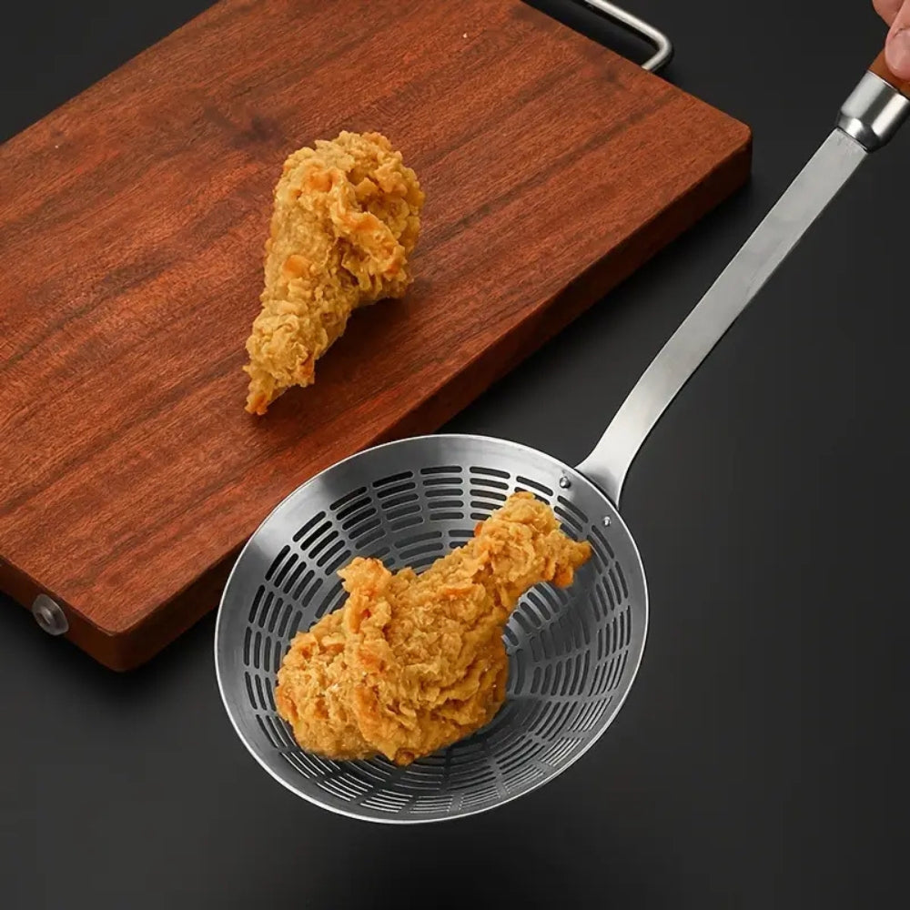 CulinaVerde Luxe Stainless Steel Wooden Skimmer – Stylish & Functional for the Modern Kitchen