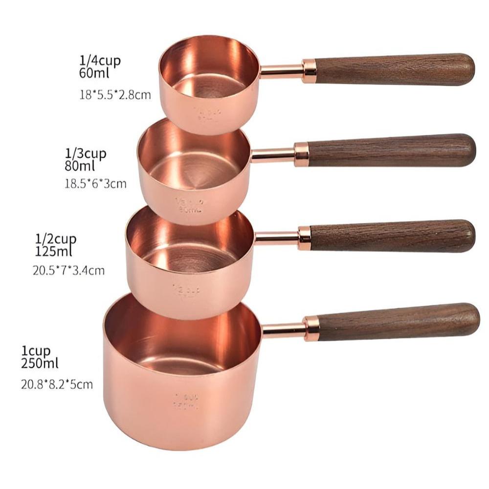 CopperLuxe – Stylish Stainless Steel Measuring Cups & Spoons with Wooden Handle