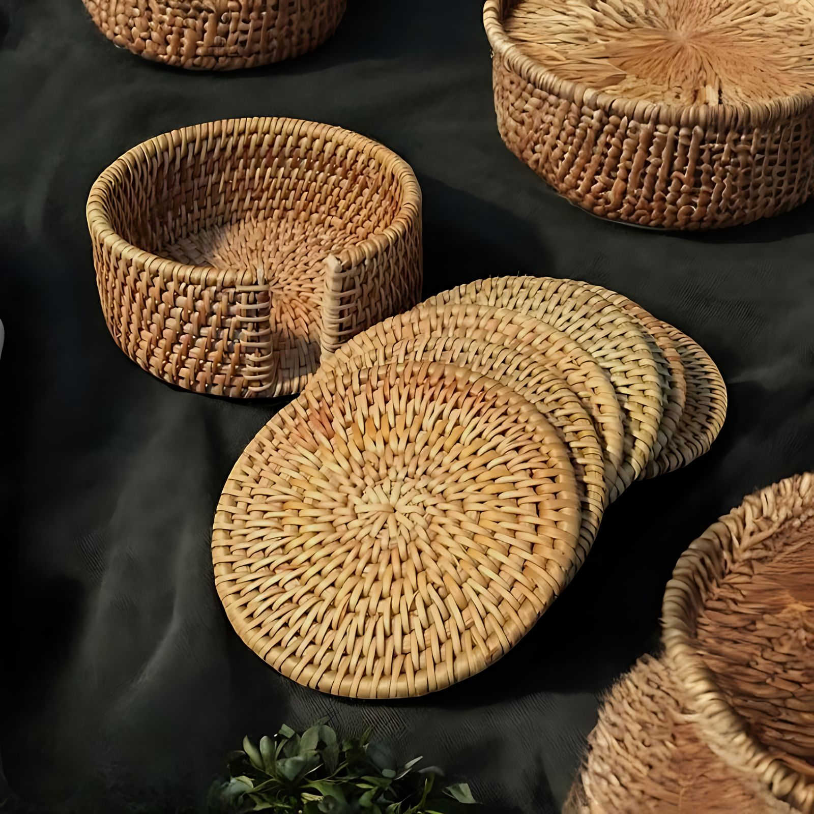 BambooNest Luxe Coasters – Natural Style for a Refined Table Setting