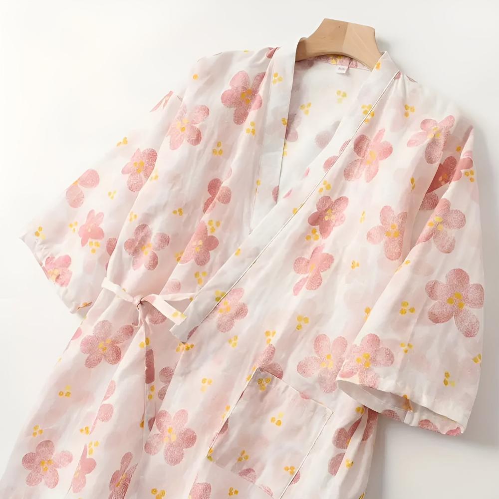 BloomLuxe – Refined Cotton Bathrobe with Japanese Influences for Pure Relaxation