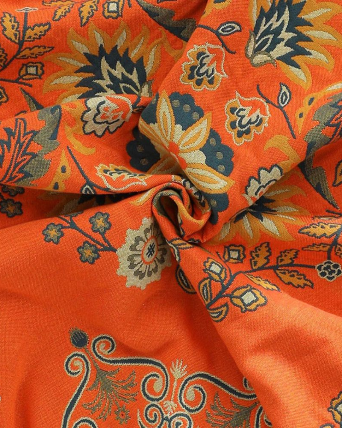 Soleil – Luxe Katoenen Plaid met Warme Marigold Tint & Boheemse Charme