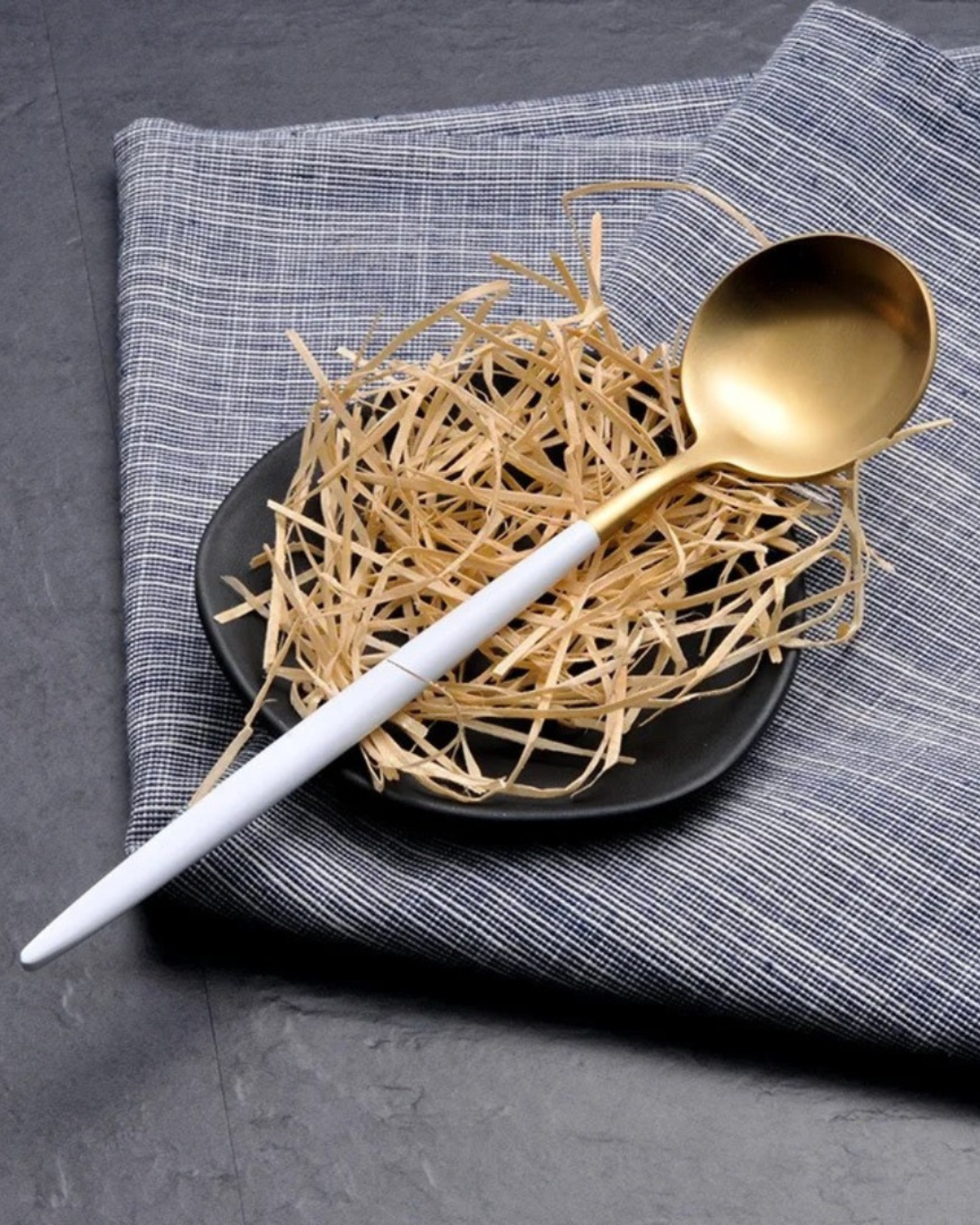 La Lumine – Luxury Cutlery Set with Gold Accents & Matte Black Handles