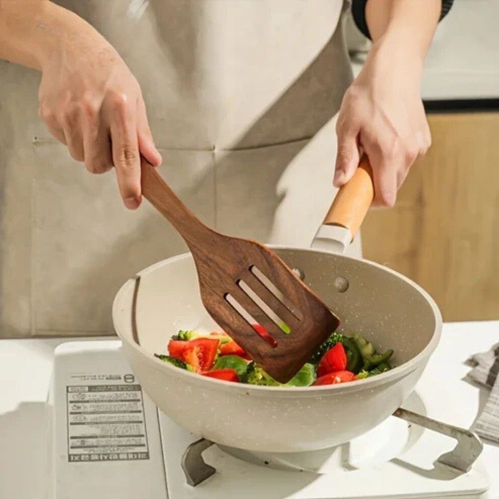 TeakMaster – Luxury Wooden Kitchen Utensil Set for Ultimate Cooking Convenience (7-piece)