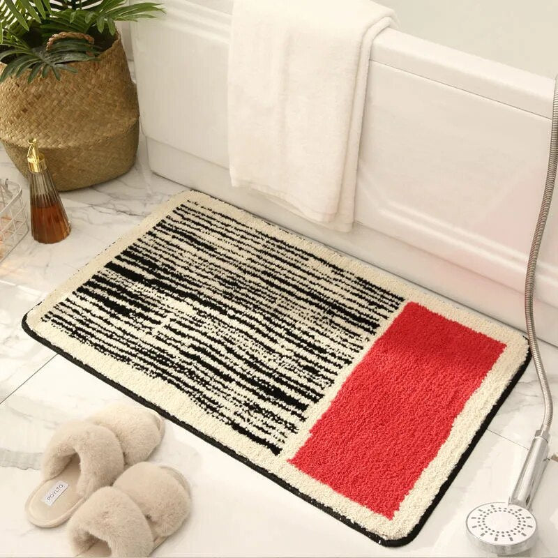 NordicFlow – Luxe Handmade Bath Mat with Abstract Design for Stylish Bathrooms