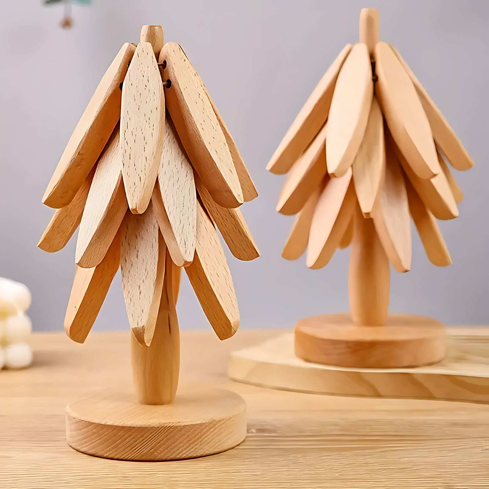 LumiWood – Elegant Wooden Coaster Set in Tree Design for a Stylish Interior