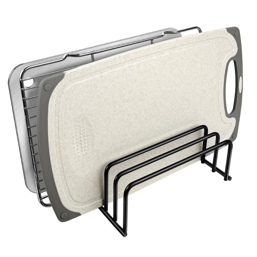 Steeluxe Organizer – Stylish Steel Storage Rack for Cutting Boards & Kitchen Tools