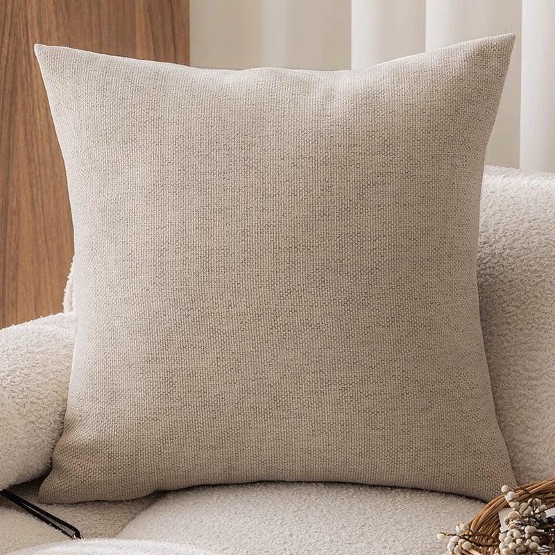 Housse de coussin décorative rétro française avec liseré noir et texture jacquard