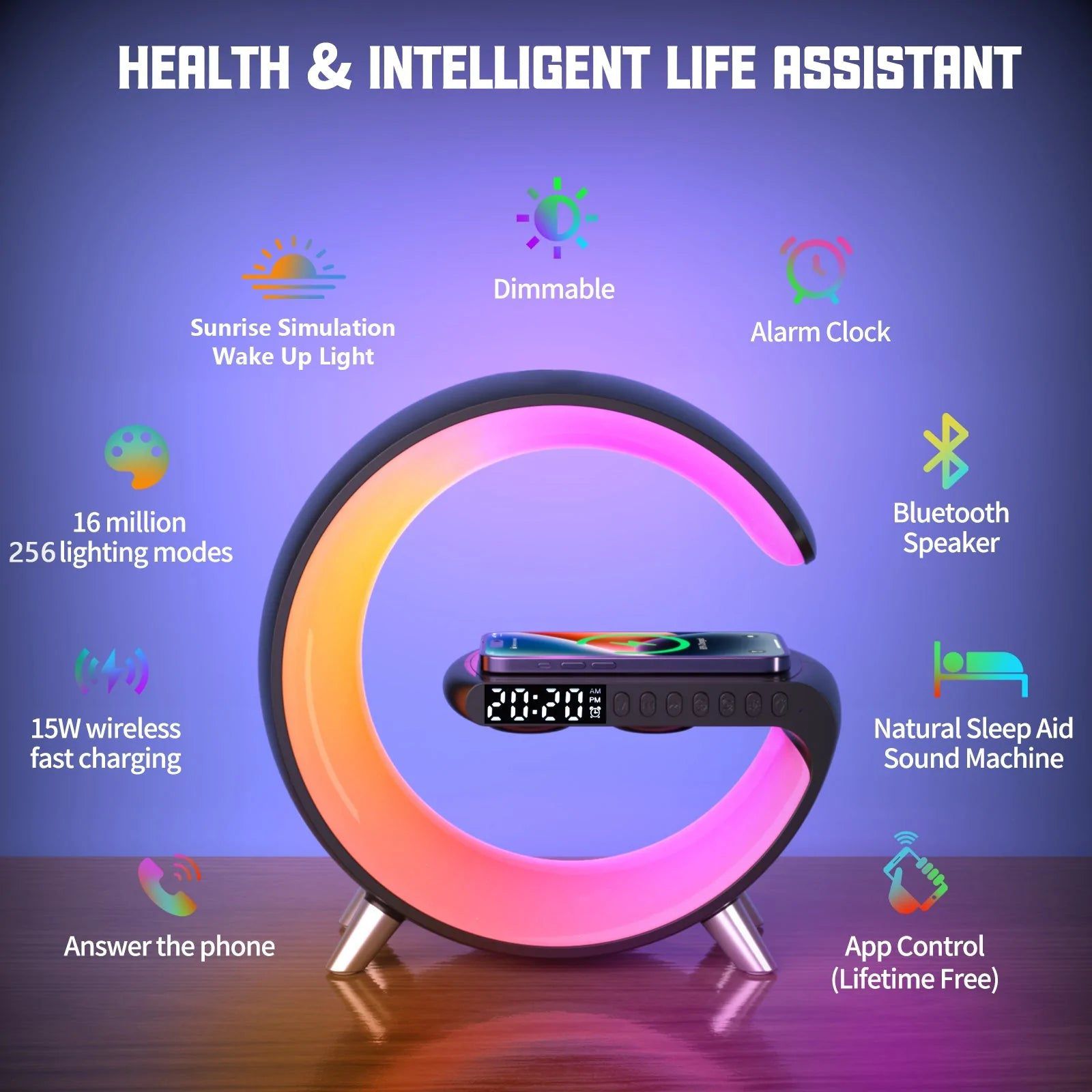 LumiÉlite – Smart Table Lamp with RGB Lighting and Wireless Charger