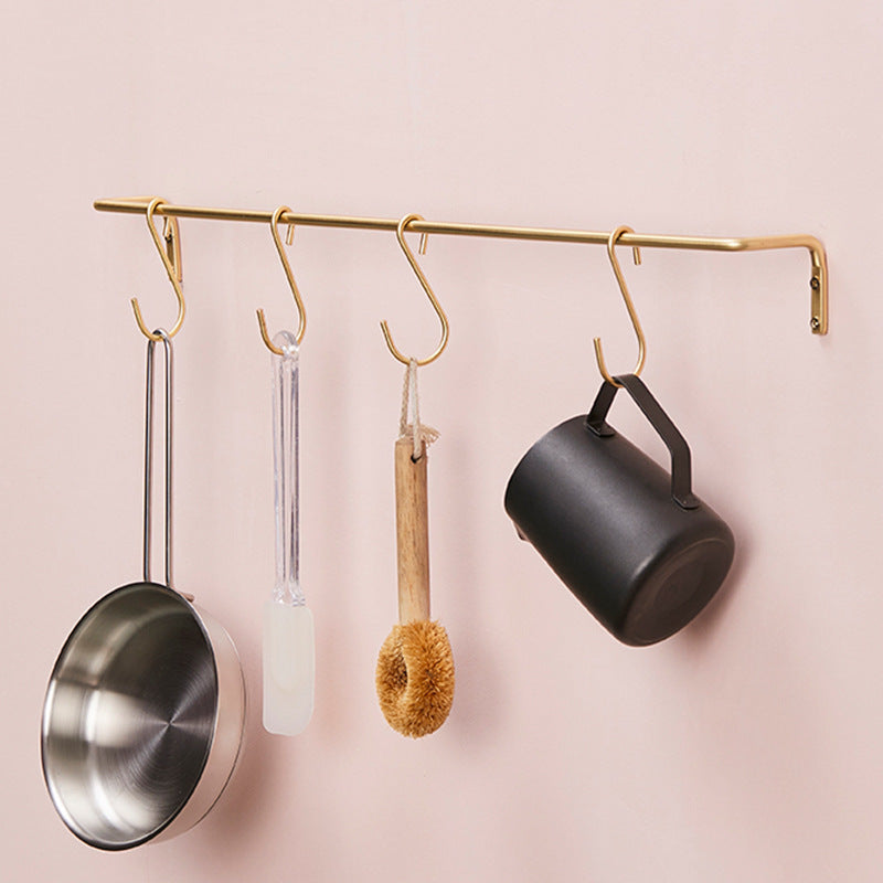 EnzaRail – Elegant Wall Bracket with Gold Finish and S-Hooks