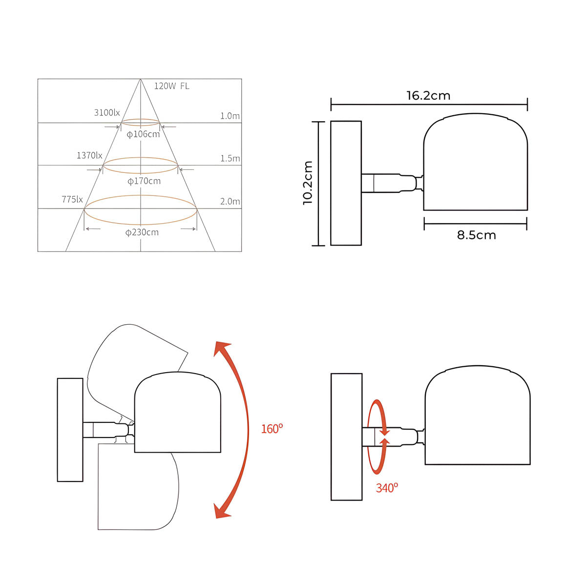 LumiFlex – Dimmable Wall Lamp with Minimalist Design and Rotatable Head
