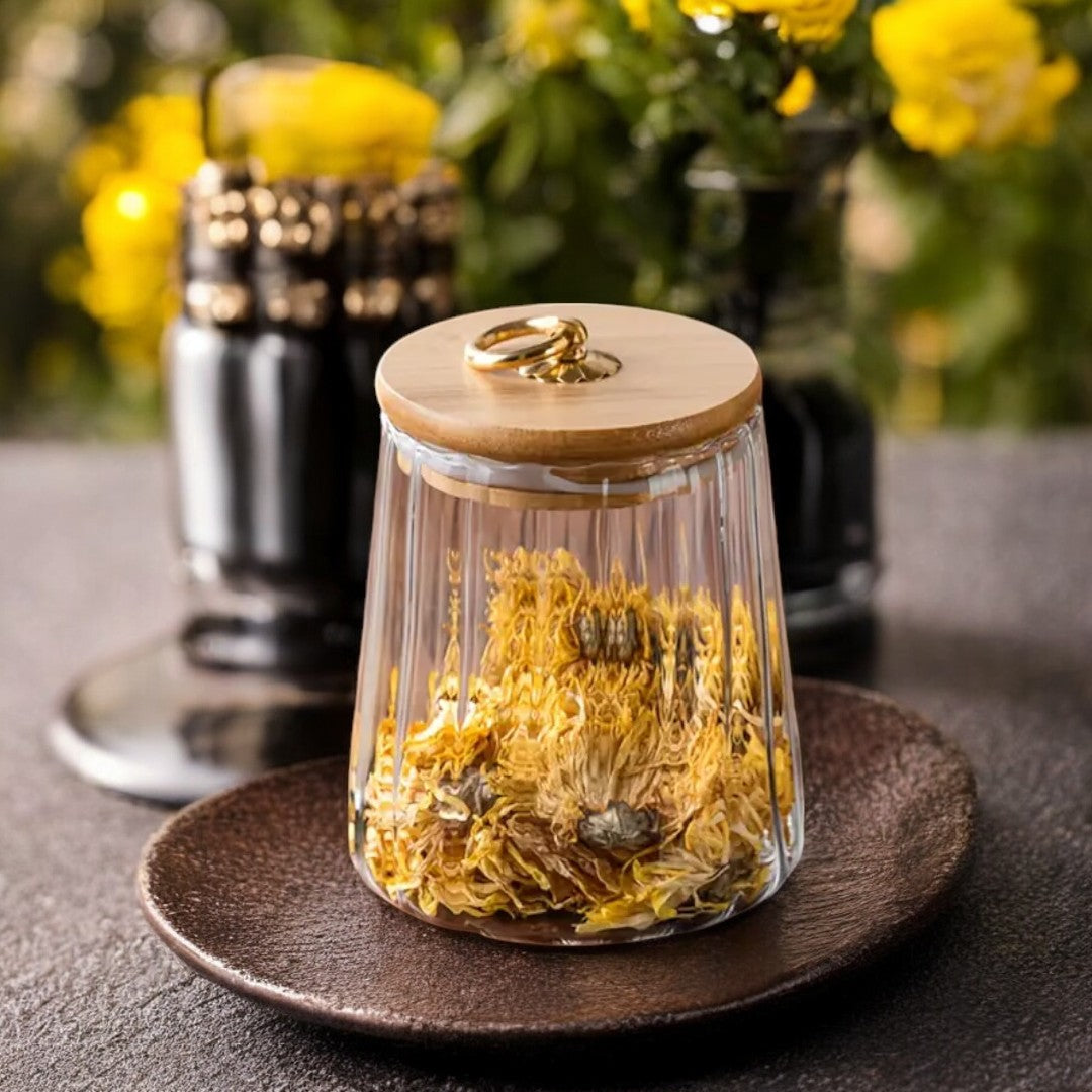 Nordvyn Luxe Tea Storage Jar – Glass with Wooden Lid for a Stylish Kitchen