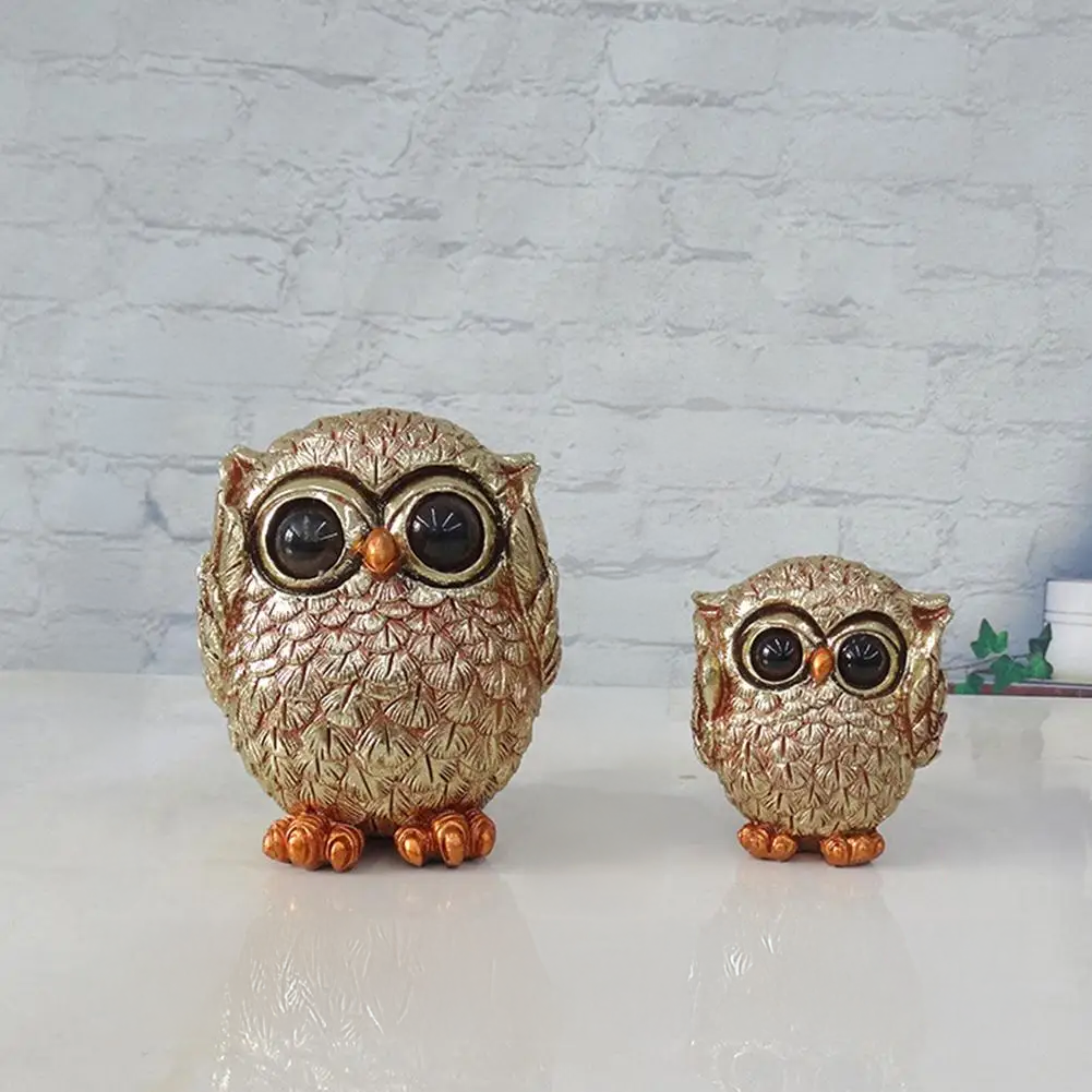 AntiqueCharm – Decorative Owl Statues with Gold Antique Finish