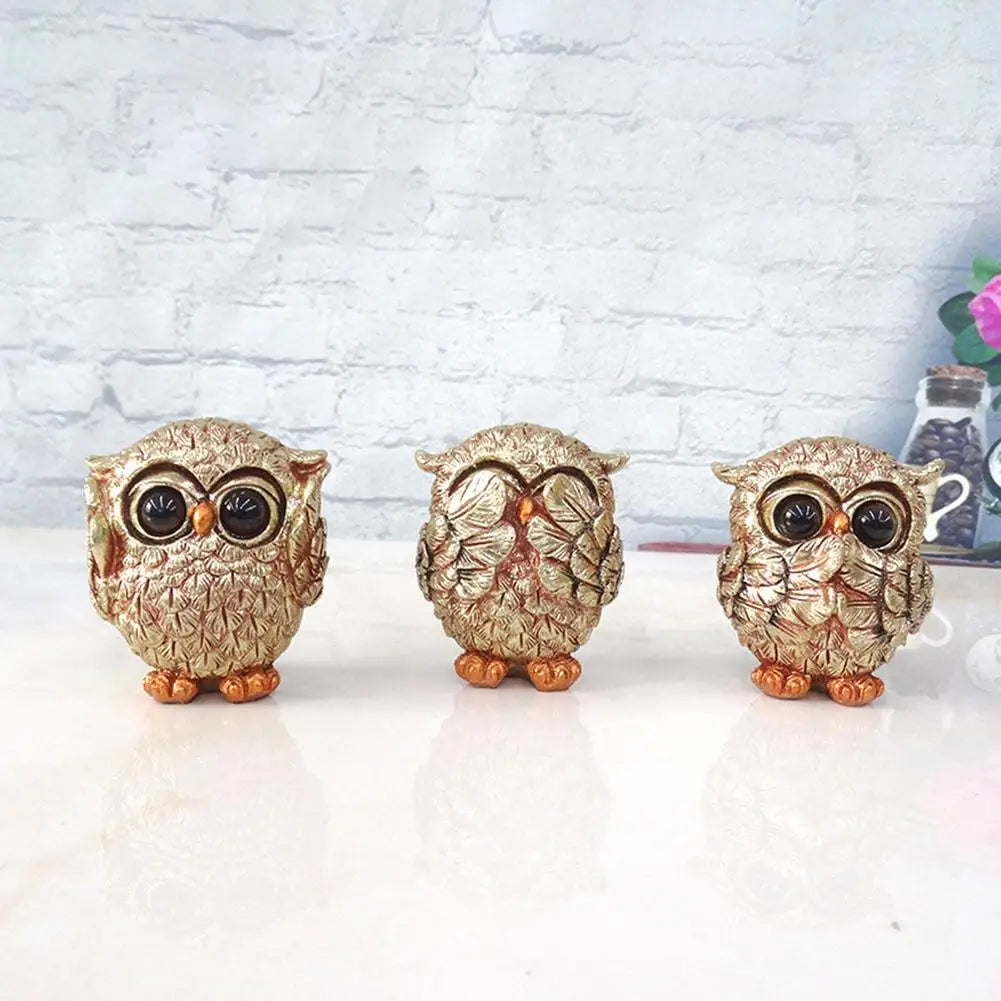 AntiqueCharm – Decorative Owl Statues with Gold Antique Finish