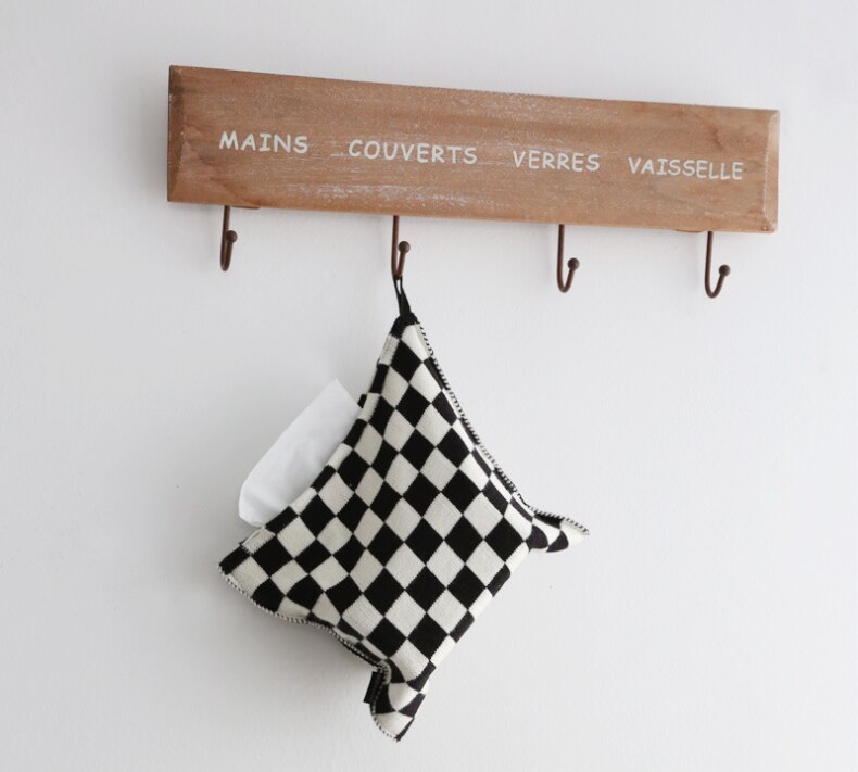 CozyCheck – Woven Cotton Tissue Box with Striped Design