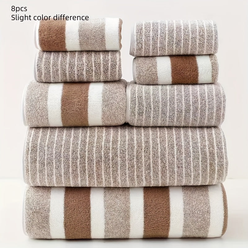 VeluSoft – Luxe 8-Piece Bath Towel Set of Soft Coral Fleece for Ultimate Comfort