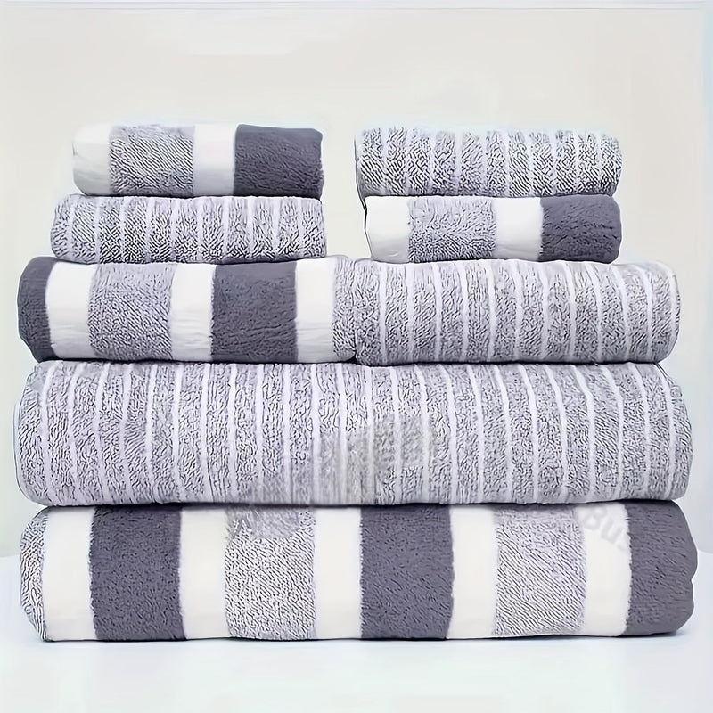 VeluSoft – Luxe 8-Piece Bath Towel Set of Soft Coral Fleece for Ultimate Comfort