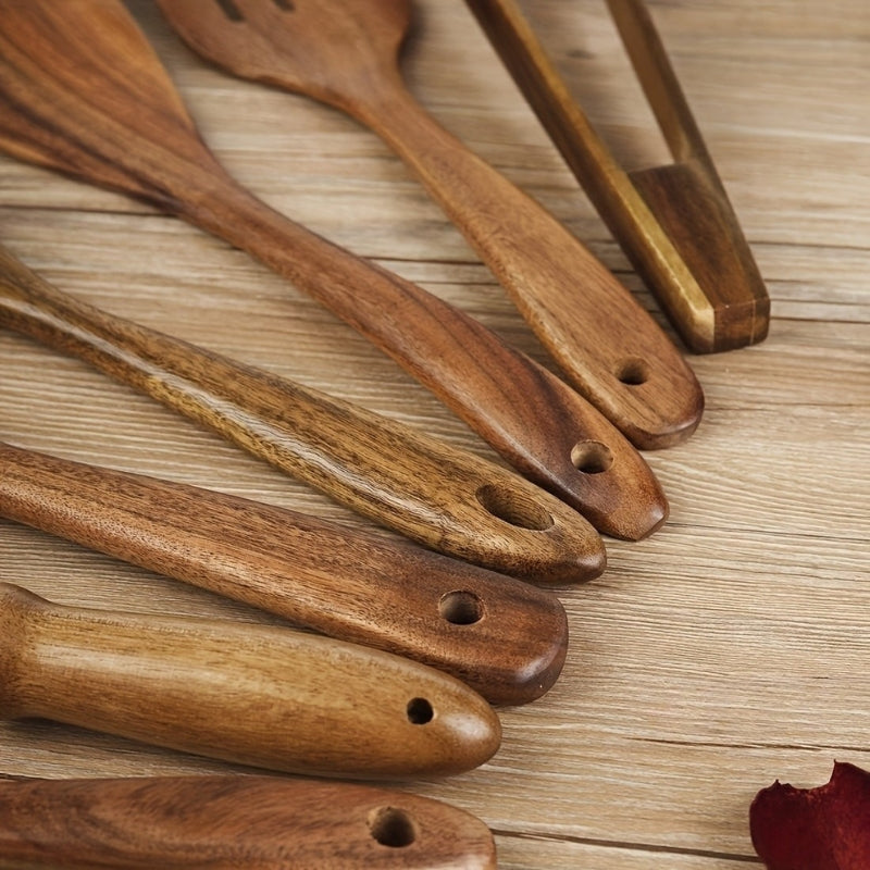 TerraChef – Luxury Wooden Kitchen Utensil Set (7-piece) for Stylish & Safe Cooking