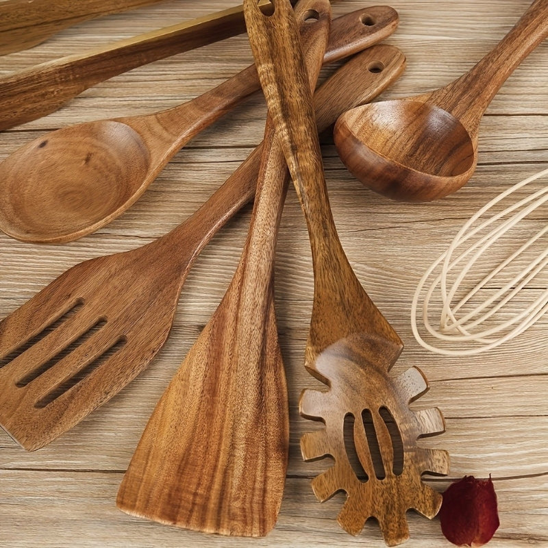 TerraChef – Luxury Wooden Kitchen Utensil Set (7-piece) for Stylish & Safe Cooking